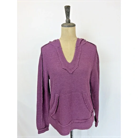 NWT XCVI Purple Thermal Hooded Long Sleeve Knit Top #0649 Size XL - Picture 1 of 8